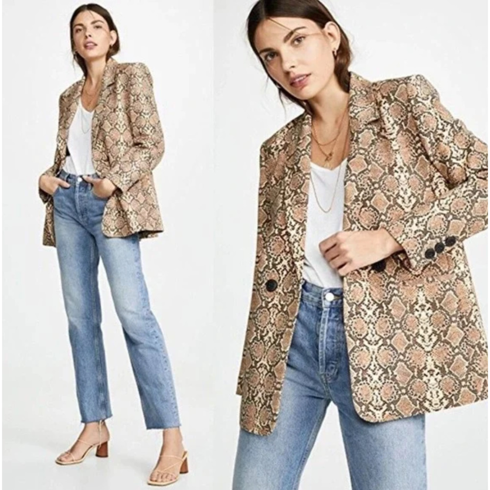 Anine Bing Madeline Blazer In Python Size Xs - image 2